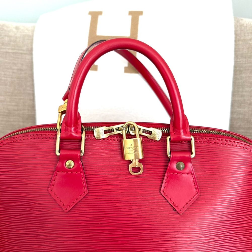 Authentic Louis Vuitton Alma bag M52147 red Epi leather with strap medium - Picture 3 of 16